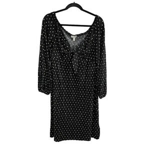 Asos Black & White Polka Dot Long Sleeve Off The Shoulder Dress Women's US 12